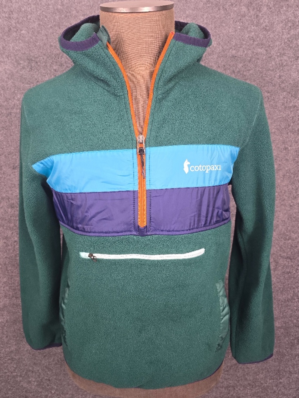 Cotopaxi Men's Teca Fleece Hooded Half-Zip Jacket Colorblock Green Medium